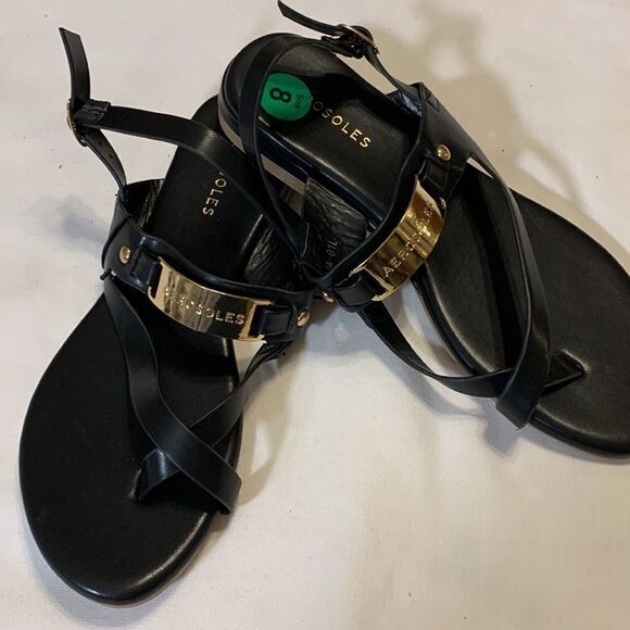 Aerosoles black dressy sandals with hole buckle.  Very classy! - Picture 3 of 8